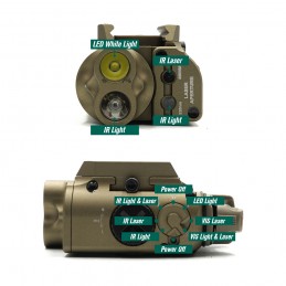 SPECPRECISION SUREFIRE XVL2-IRC Lampe et laser pour pistolet et carabine, noir et FDE pour airsoft