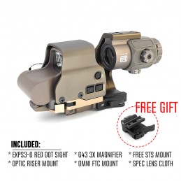 Holy Warrior EXPS3-0 Red Dot Sight With G43 3X Magnifier 2.26" Optical Centerline Height FDE Color Combo