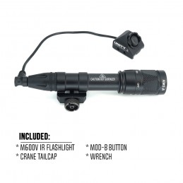 Tactical M600V IR Scout Weapon Light & Crane Tailcap & HOTBUTTON MOD-B-S Switch