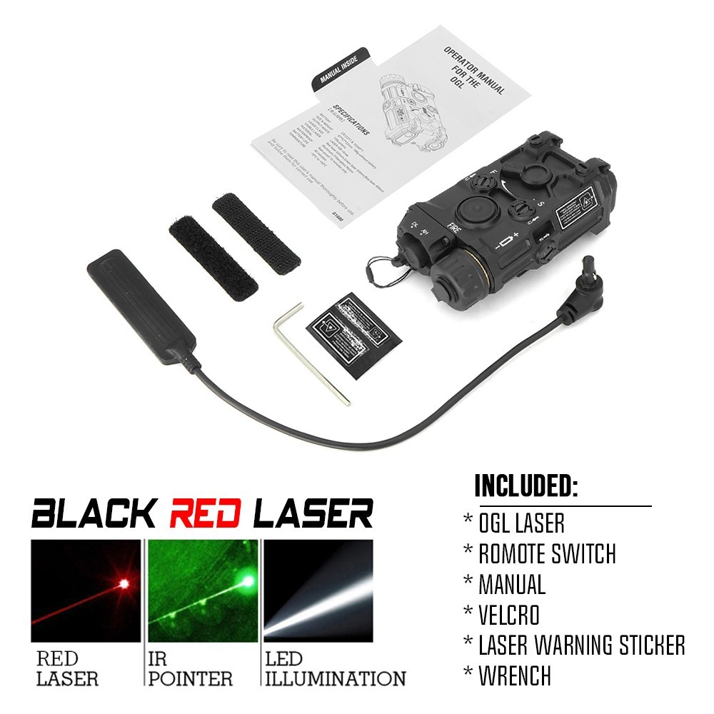OGL Mira laser tática para airsoft, metal CNC com marcações originais OGL Mira laser tática para airsoft, metal CNC com marcações originais