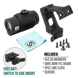 G43 Taktische 3X-Vergrößerungsoptik mit OMNI-FTC-Montage, Achsenhöhe 2.91", Set Schwarz/FDE