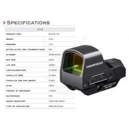 SWAMPDEER Optics HD 511A レッドドットサイト 2MOA & 35MOA ドットサイズ|SPECPRECISIONレッドドットサイト SWAMPDEER Optics HD 511A レッドドットサイト 2MOA & 35MOA ドットサイズ|SPECPRECISIONレッドドットサイト