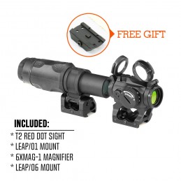 SPECPRECISION T2r with 6xmag-1 Magnifier LEAP Sytle Mount Optical Center of Height 1.57" Combo