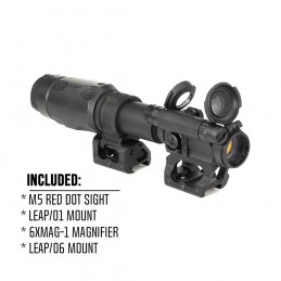 SPECPRECISION T2RDS Red Dot Sight & 3XMAG-1 Magnifier 0.9" Centerline Height 4PCS Combo