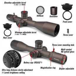 SPECPRECISION ED 6-24X50mm Lunette FFP tube 34mm, éclairage rouge, butée de zéro, réticule MARD, FDE