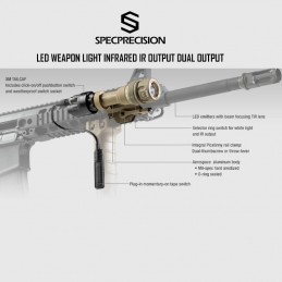 SPECPRECISION M952V IR タクティカル ライト 白色 LED ウェポン ライト 赤外線 IR 出力 デュアル出力|SPECPRECISION戦術的な懐中電灯 SPECPRECISION M952V IR タクティカル ライト 白色 LED ウェポン ライト 赤外線 IR 出力 デュアル出力|SPECPRECISION戦術的な懐中電灯