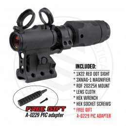 SPECPRECISION T2RDS Red Dot Sight & 3XMAG-1 Mgnifier & RDF 20225K Mount Combo SPECPRECISION T2RDS Red Dot Sight & 3XMAG-1 Mgnifier & RDF 20225K Mount Combo