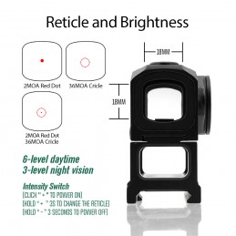 SPECPRECISION RDP-1 3MOA 1X19mm Visor cerrado de punto rojo multirretícula