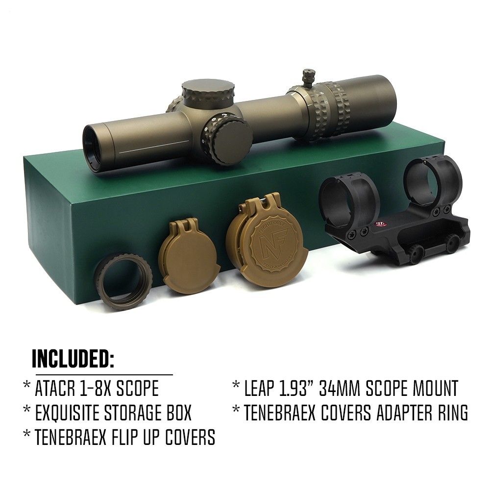 copy of 에볼루션 기어 ATACR 1-8 FFP LPVO 라이플스코프 밀 스펙 Ver. NF Magmount / Leap 34mm 링 스코프 마운트가 있는 레플리카,SPECPRECISION세트 상품