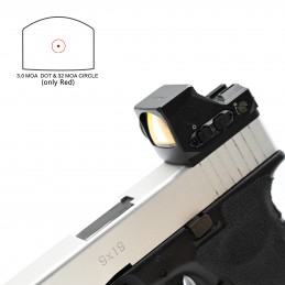 Airsoft MOTAC ROMEO-X Visor de punto rojo 1x24mm, retícula círculo-punto 2&32 MOA
