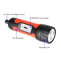 Llave dinamométrica óptica 10-65in.lbs con juego integrado de 21 puntas Llave dinamométrica óptica 10-65in.lbs con juego integrado de 21 puntas