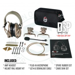FCS FMA AMP Headset tático de comunicação com redução de ruído para arco e capacete