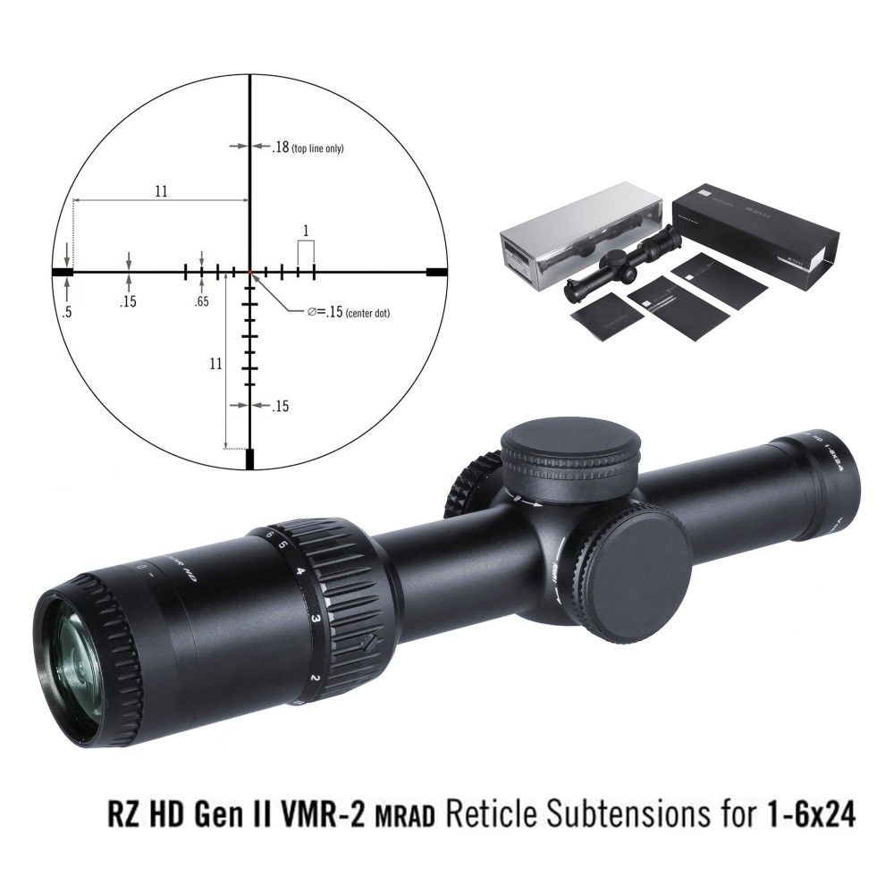 RZ HD Gen2 1-6x24 LPVO, VMR-2 MRAD-Absehen, schwarze Sonderedition RZ HD Gen2 1-6x24 LPVO, VMR-2 MRAD-Absehen, schwarze Sonderedition
