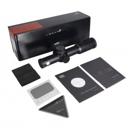 Mira LPVO VUDU 1-10 X FFP MRAD com retículo SR5 iluminado, original completa, com suporte