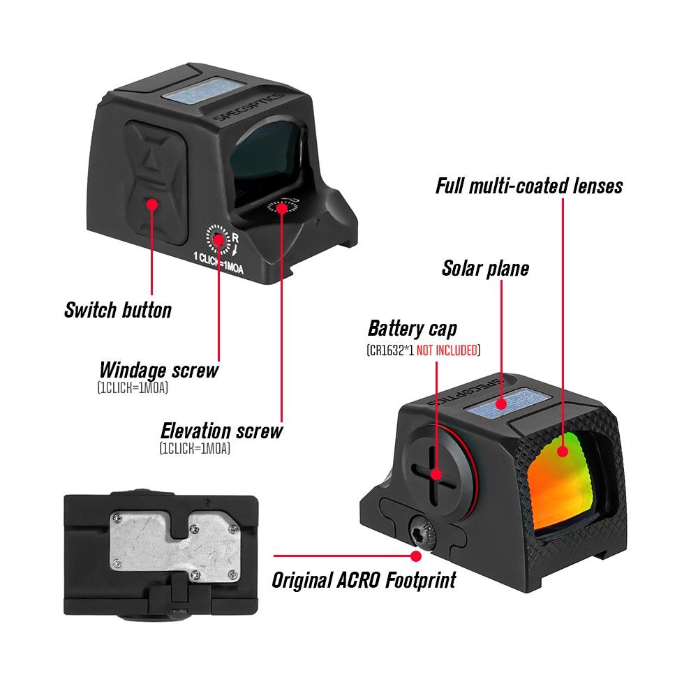 SPECOPTICS Sentinel V3 Solar Enclosed Multi-Reticle 1x24mm Red Dot Sight SPECOPTICS Sentinel V3 Solar Enclosed Multi-Reticle 1x24mm Red Dot Sight