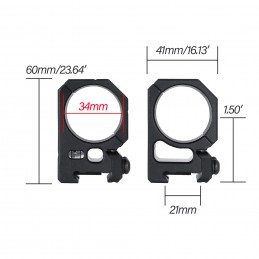 SR-4006 Montagens de luneta para tubo 34mm, altura 1.35" – 2pcs montagens de trilho táticas