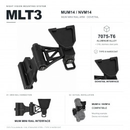 SPECOPTICS MLT3 MUM14 / NVM14 Mini Rail Arm with LT3 Dovetail