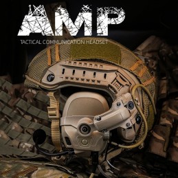 FCS FMA AMP Casque tactique de communication à réduction du bruit avec arceau et fixation sur casque