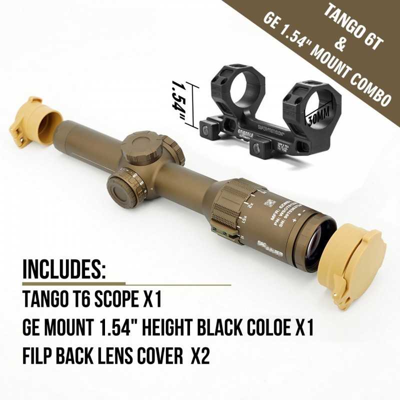 TANGO6T SCOPE DVO 1-6X24mm FFP Illuminated LPVO With GE Mount Tango 6T Combo With Original Mil Spec Markings