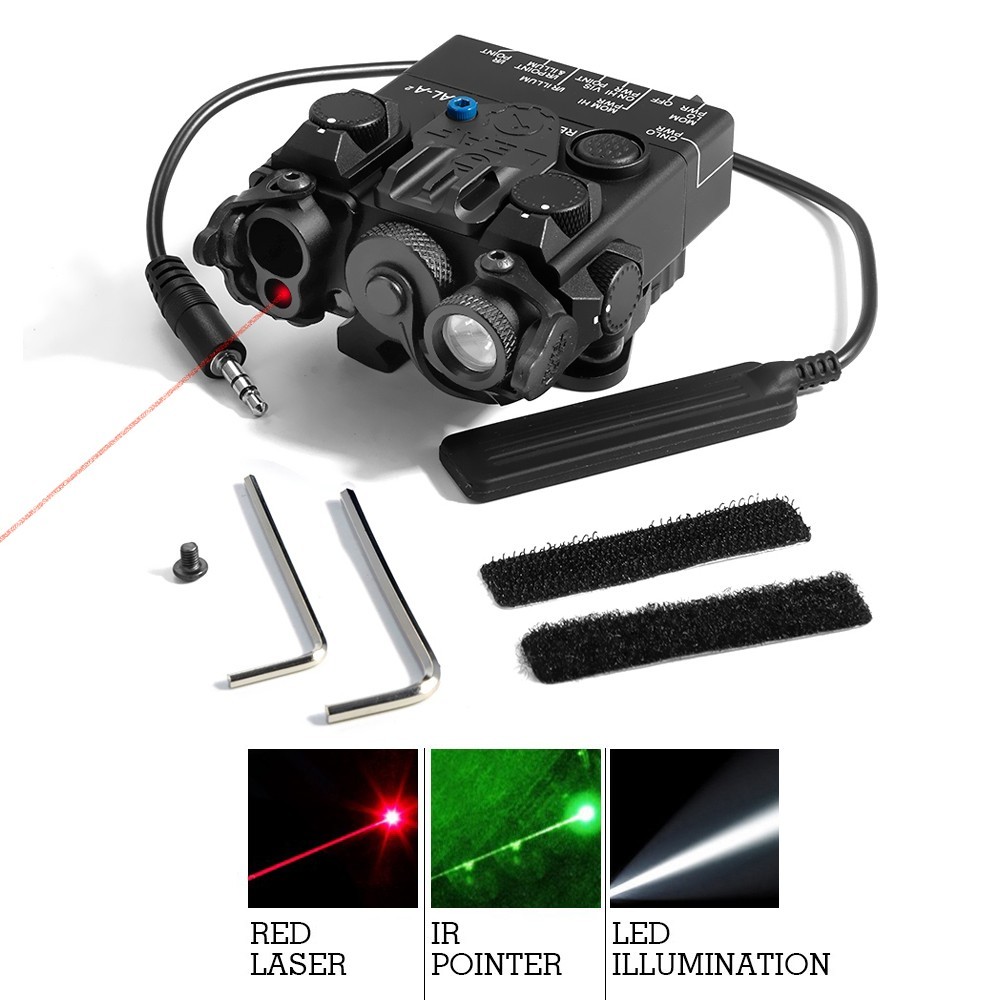 DBAL-A2 Zielgerät mit sichtbarem Grün-/Rotlaser, LED-Lampe und IR-Pointer, 6061AL, perfekte Replik