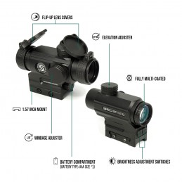 SPEC OPTICS SPS2-0 Viseur à point rouge et vert 1x25 mm, noir