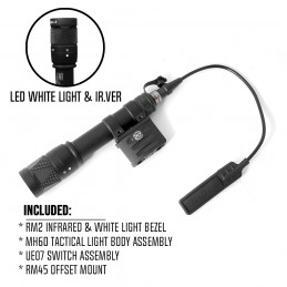 SPECPRECISION M611V Réplica de linterna táctica Vampire Scout 6 voltios, IR/estroboscópica y LED blanco