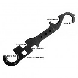 AR15/M4 Clé d’armurier multifonction 8 en 1, outil combiné en acier allié CNC, coloris noir