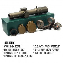 ATACR 1-8 24mm FFP LPVO ライフルスコープ ミルスペック Ver. C1 オフセット マウントと RMR レッド ドット サイト FDE カラー コンボを備えたレプリカ|SPECPRECISIONコンボ ATACR 1-8 24mm FFP LPVO ライフルスコープ ミルスペック Ver. C1 オフセット マウントと RMR レッド ドット サイト FDE カラー コンボを備えたレプリカ|SPECPRECISIONコンボ