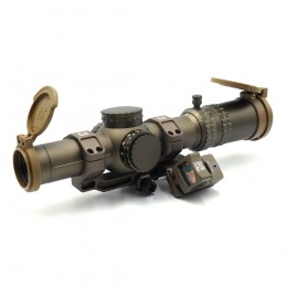 ATACR 1-8 24mm FFP-LPVO-Zielfernrohr-Replik Mil Spec mit C1-Offset-Montage und RM-Rotpunktvisier FDE Kombination