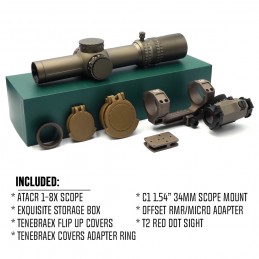 Evolution gear ATACR 1-8 24mm FFP LPVO Riflescope Mil Spec Ver. Replica With C1 Offset Mount With T2rds FDE Color Combo