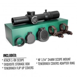 Evolution Gear Nightforce ATACR 1-8X24mm Luneta LPVO FFP F1 com montagem NF 1.54"/1.93"
