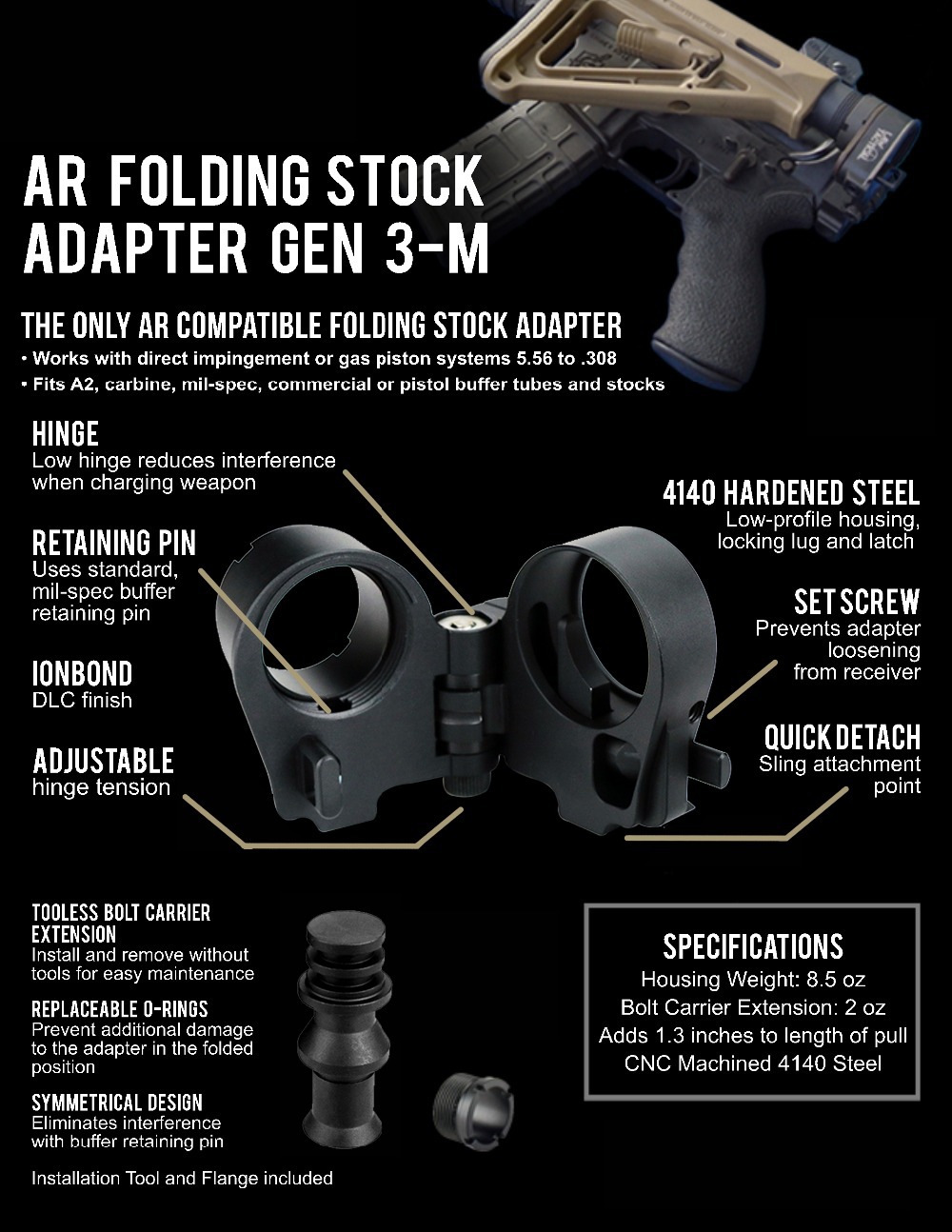 AR Folding Stock Adapter Gen 3-M