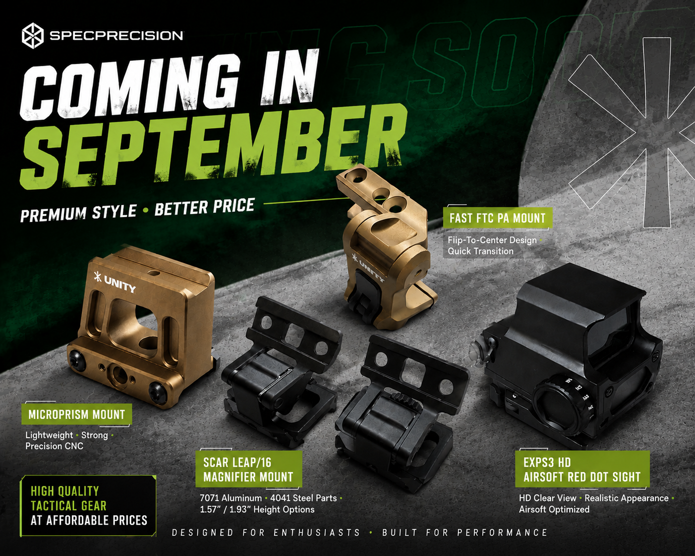 Coming in September New Tactical Scope Mounts and Airsoft Optics from SPECPRECISION