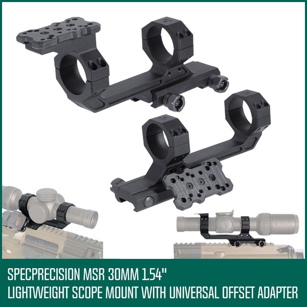 SPECPRECISION MSR 30mm 1.54" Lightweight Scope Mount with Universal Offset Adapter