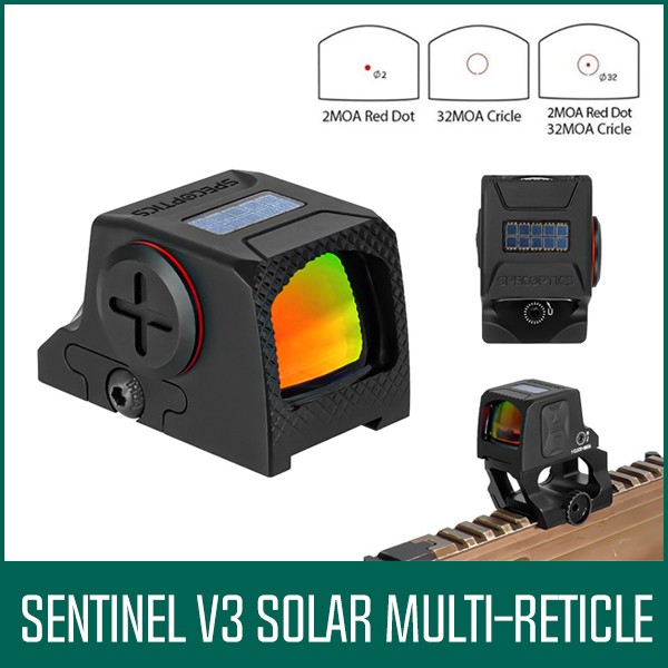 SPECOPTICS Sentinel V3 Solar Enclosed Multi-Reticle 1x24mm Red Dot Sight